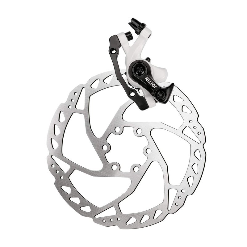 RUJOI Bike Disc Brake Kit, Aluminum Front Caliper, Full Aluminum Alloy Bicycle Brake Lever, 160mm Rotor, Mechanic Tool-Free Pad Adjuster for Road Bike, Mountain Bike (1 Set) - Image 2